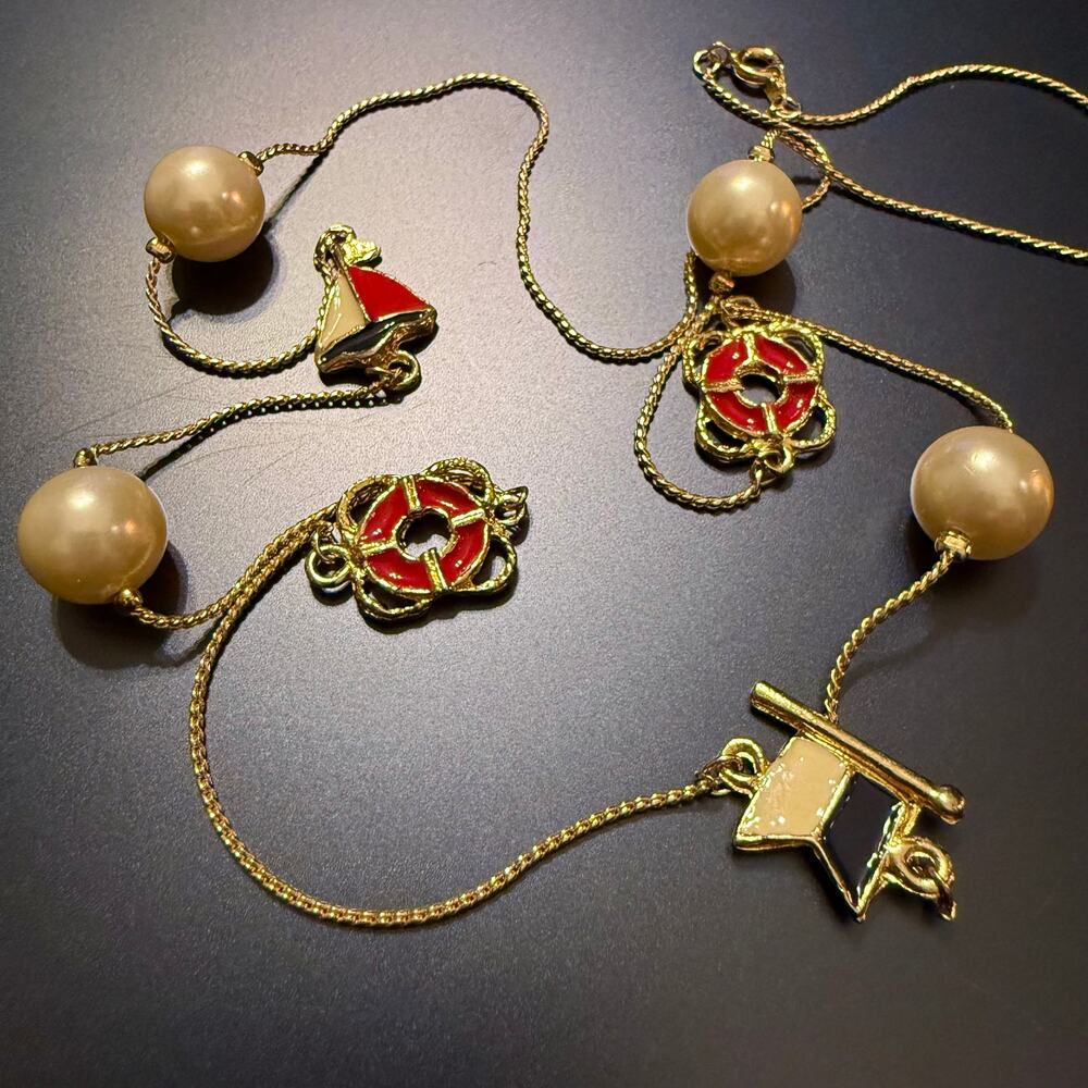 Piper Madison Nautical Faux Pearl & Enamel Symbol Necklace